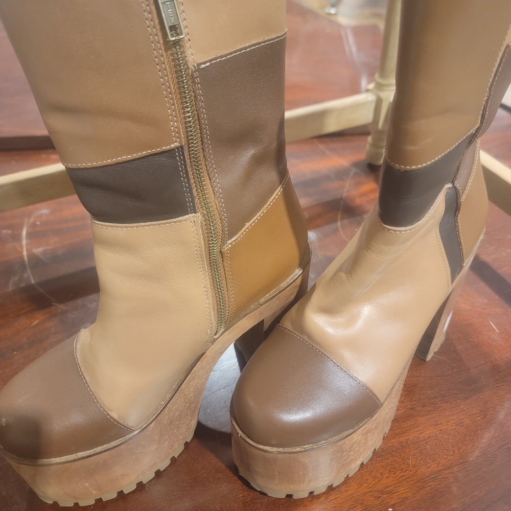 Steve Madden Leather Patchwork Platform Boots - image 1